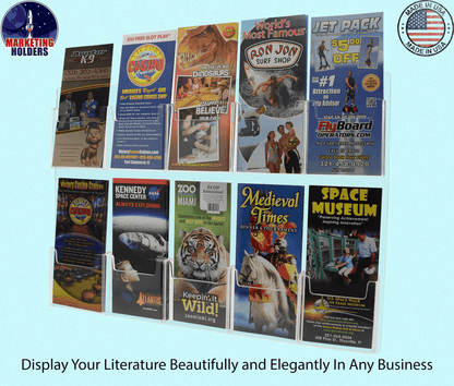 Pamphlet Flyer Holder Brochure Display Wall Mount Tri Fold Ten Pocket with Literature