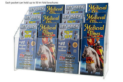 Brochure Holder Multi Tier 12 Pocket for 4"W Trifolds and Menus