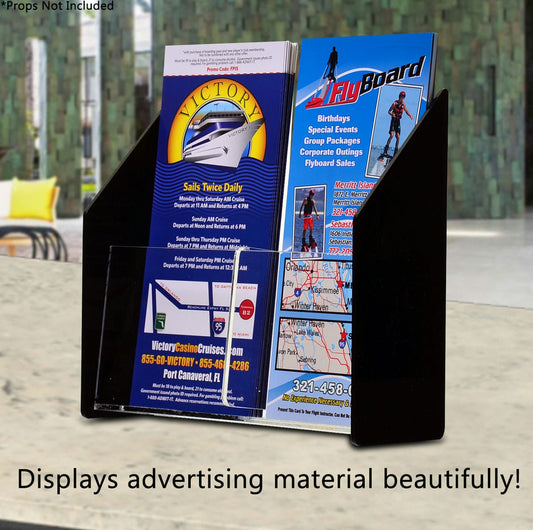 Two Pocket Clear Black Literature Holder On Countertop