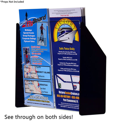 Two Pocket Clear Black Literature Holder Back with text
