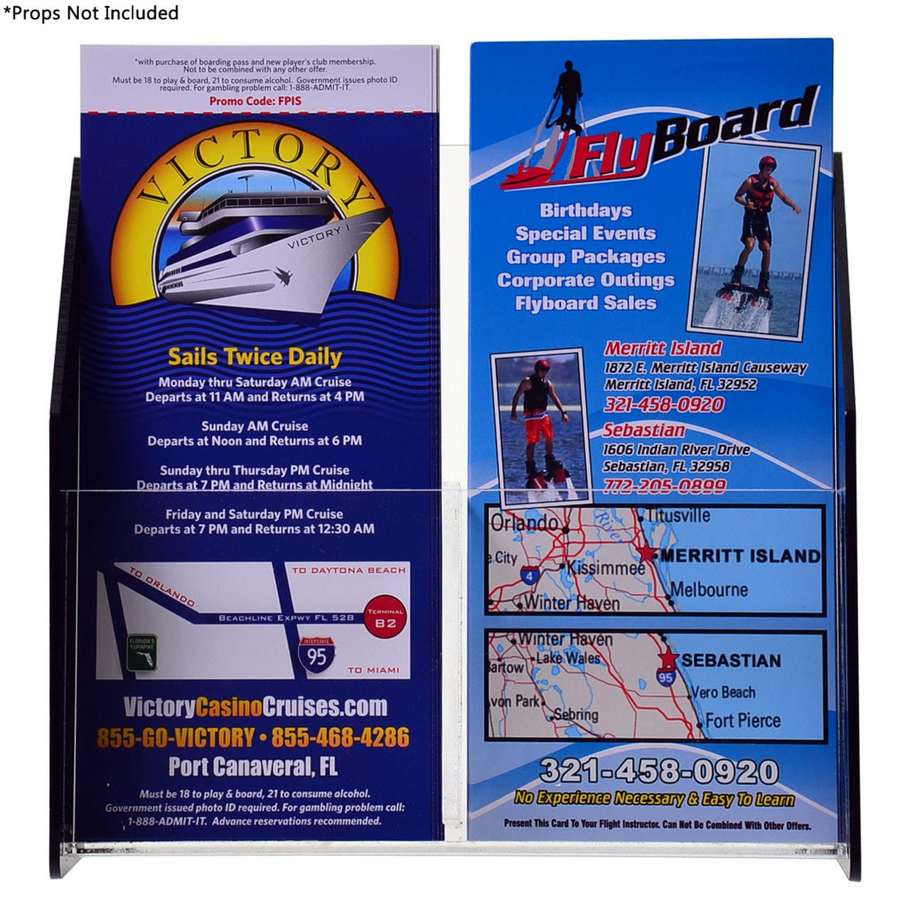 4"W Unique Trifold Brochure Holder Rack Card Stand Display