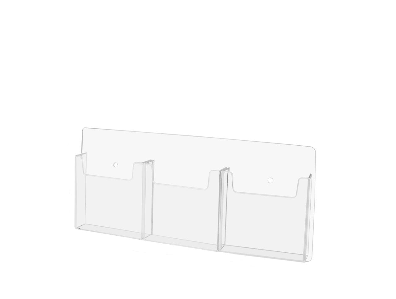 Wall 3 Pocket Brochure Holder for 4"W Trifold Literature