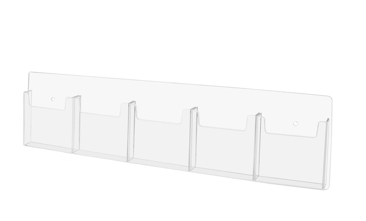 Tri fold Brochure Holder Five Pocket Clear Wall Mount standard view