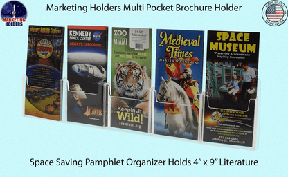 Wall 5 Pocket Brochure Holder for 4"W Trifold Literature