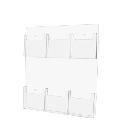 Wall 6 Pocket Brochure Holder for 4"W Trifold Literature