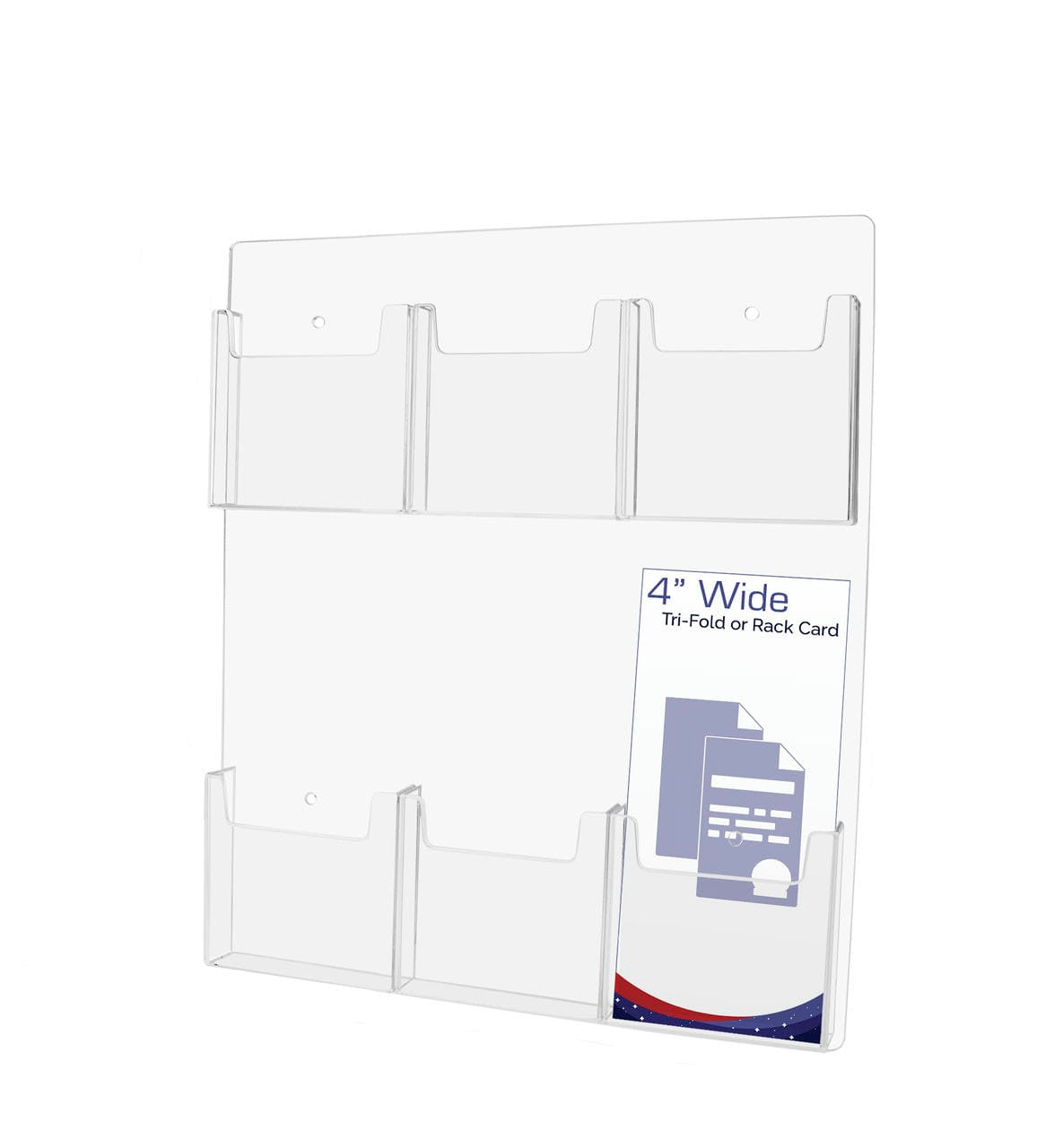 Wall 6 Pocket Brochure Holder for 4"W Trifold Literature