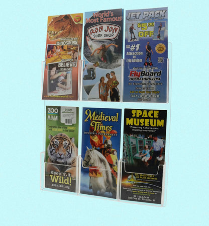 Wall 6 Pocket Brochure Holder for 4"W Trifold Literature