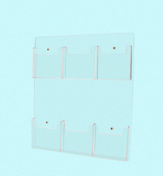 Tri Fold Pamphlet Literature Map Holder Brochure Display Six Pocket