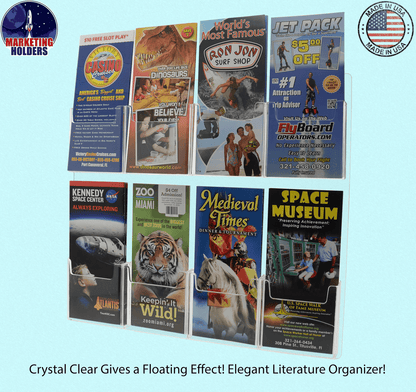 Wall 8 Pocket Brochure Holder for 4"W Trifold Literature