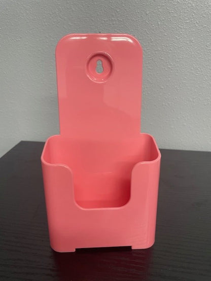 4"W Pink Trifold Brochure Holder Slant Back Display