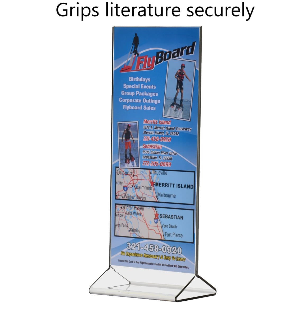 Top Load Sign Holder Double Sided Tabletop Ad Frame with literature and text