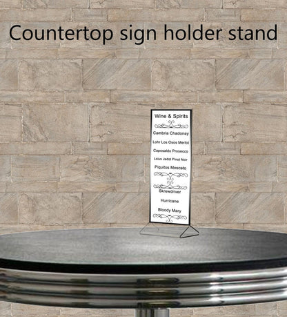 Top Load Sign Holder Double Sided Tabletop Ad Frame with text on a tabletop