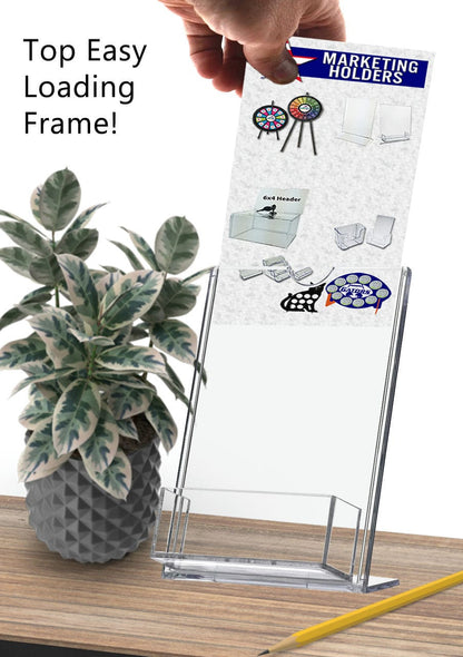 4"W x 6"H Slant Back Sign Holder with Business Card Pocket