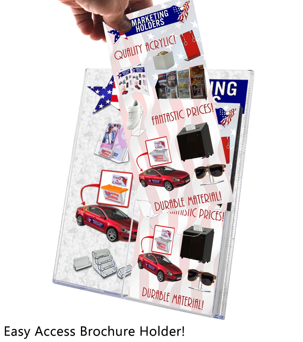 Front Office Reception Desk Sign Stand with Brochure Pocket