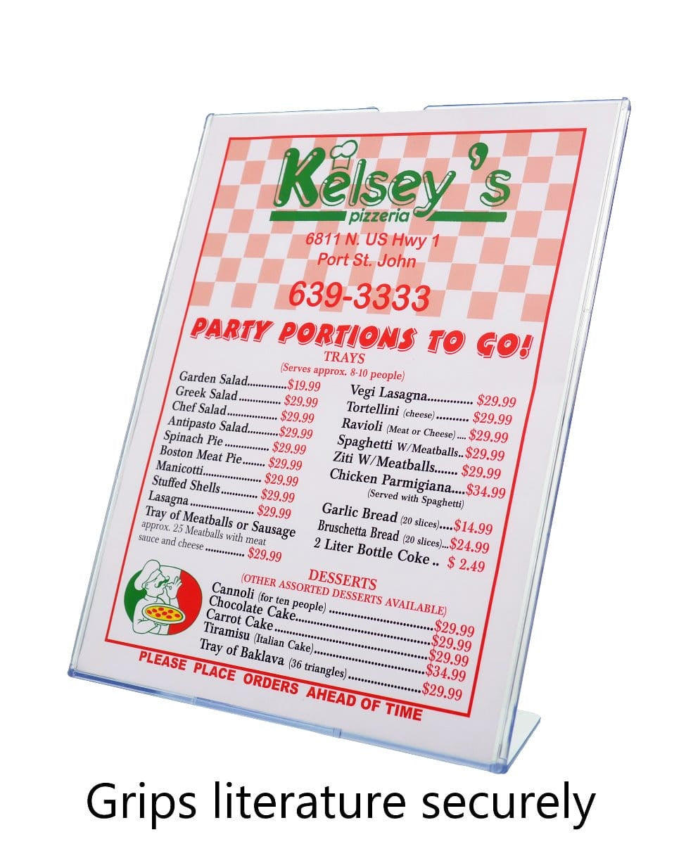 Sign Holder TRU-VU® Table Tent Top Load Wide Base with literature