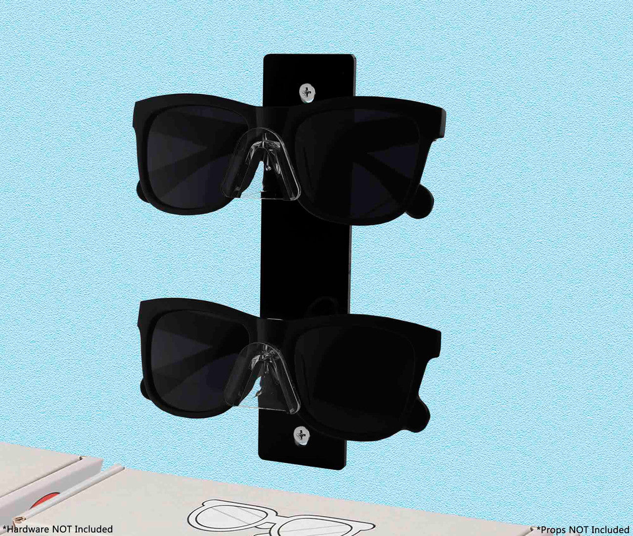 Double Wall Mount Sun Eye Glass Holder on wall