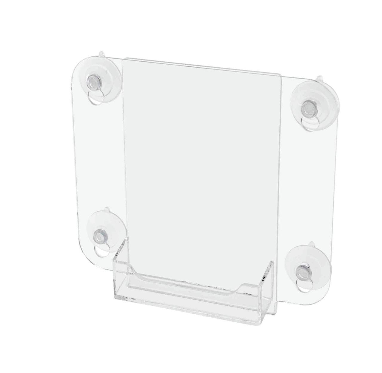 Window Mount 4"W x 6"H Sign Holder with Card Pocket and Suction Cups