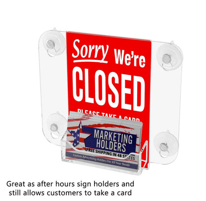 Window Mount 4"W x 6"H Sign Holder with Card Pocket and Suction Cups