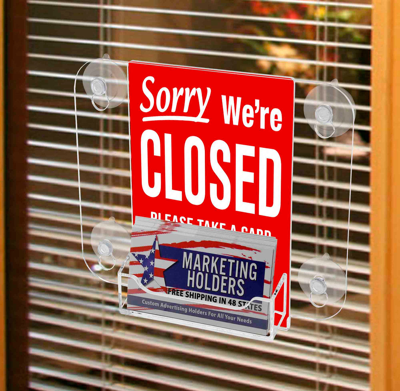 Window Mount 4"W x 6"H Sign Holder with Card Pocket and Suction Cups