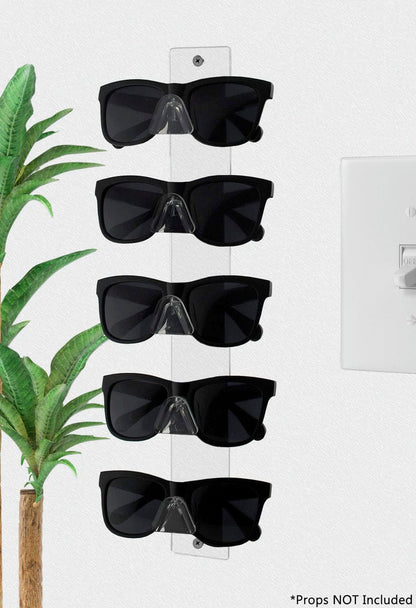 Five Pair Wall Mount Sun and Eye Glass Holder with shades on wall