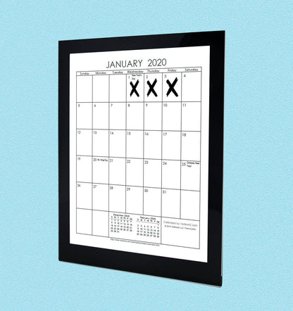 Frame Sign Holder Black Border calendar Eight and a Half Inches Wide by Eleven Inches High