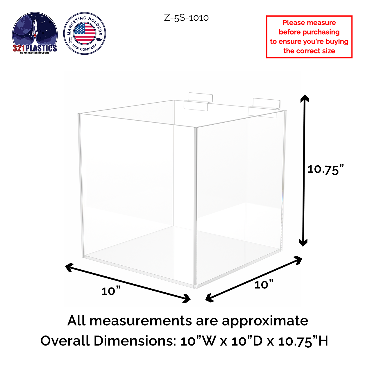 10"W Slatwall Retail Bin Clear Acrylic Merchandise Storage Box