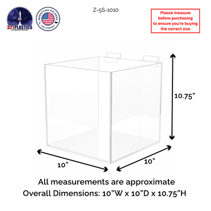 10"W Slatwall Retail Bin Clear Acrylic Merchandise Storage Box