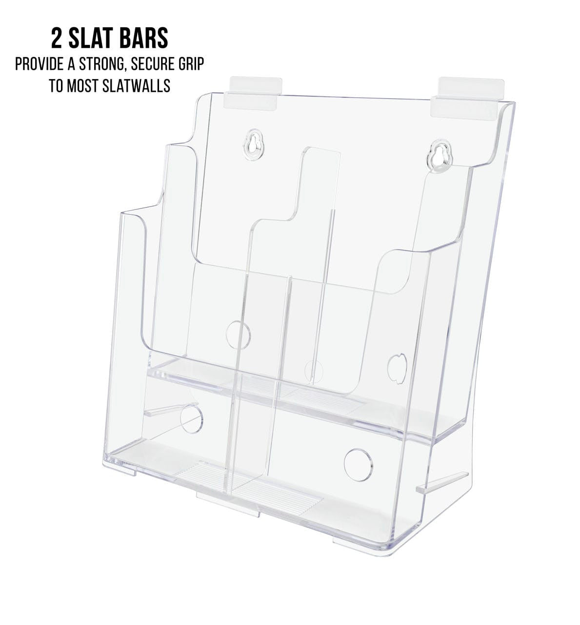 Slatwall Brochure Holder for 4"W Trifolds or 8.5"W Magazines