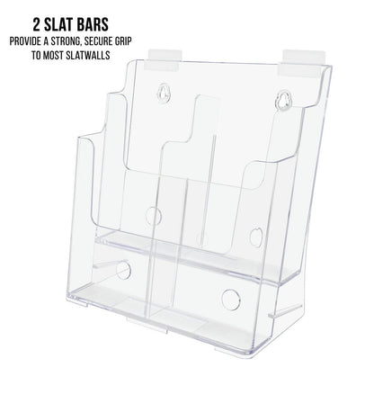 Slatwall Brochure Holder for 4"W Trifolds or 8.5"W Magazines