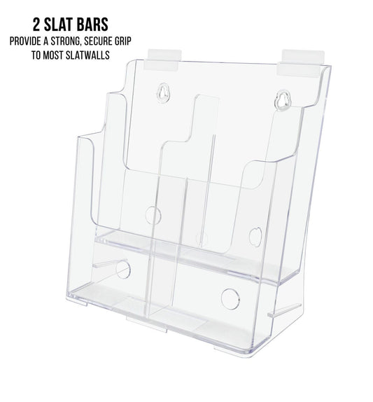 Slatwall Brochure Holder for 4"W Trifolds or 8.5"W Magazines