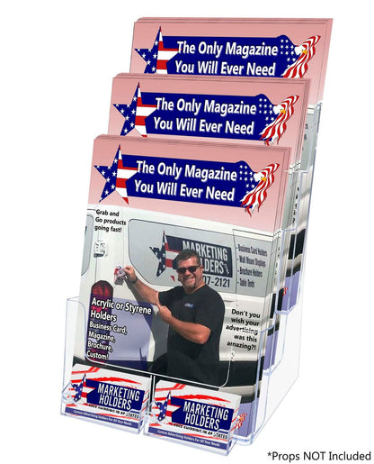 Slatwall Brochure Holder for Trifolds Flyers with 2 Card Pockets