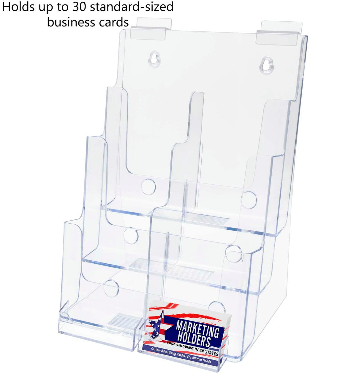 Slatwall Brochure Holder for Trifolds Flyers with 2 Card Pockets