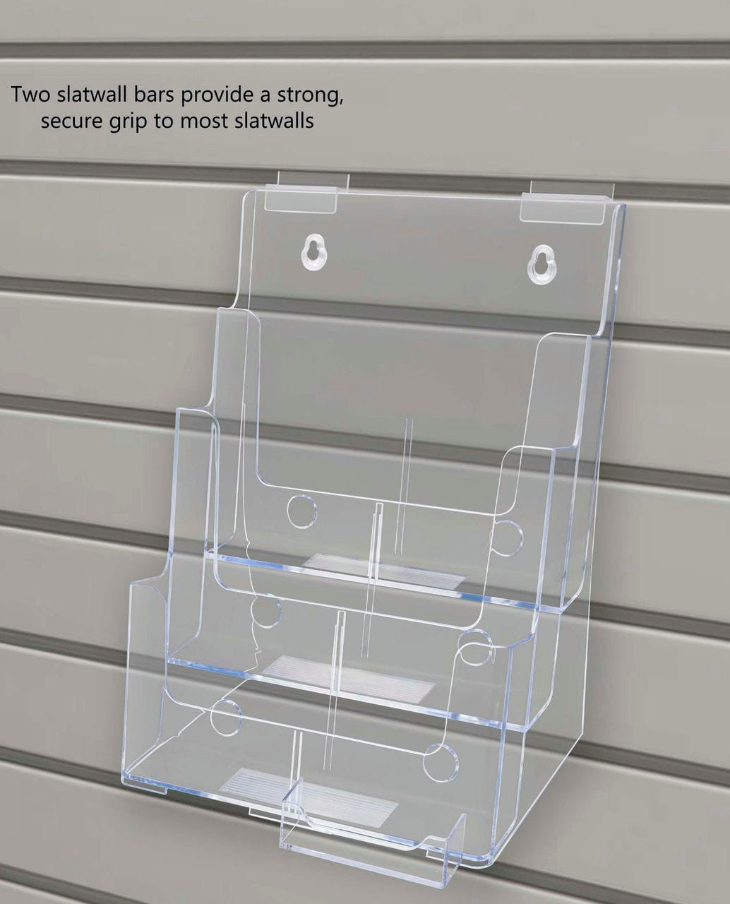 Slatwall Brochure Flyer Holder 3 Tier with Business Card Pocket