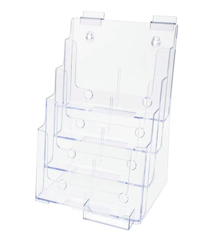 Slatwall Brochure Holder for 4"W Trifolds and 8.5" Flyers with Card Slot