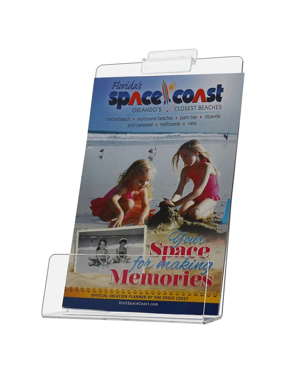 6"W Slatwall Easel Book Shelf with Deep Lip Clear Plastic