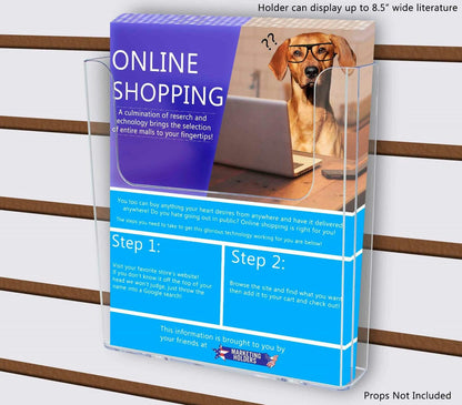 Holder can display up to Eight and a half inches wide literature