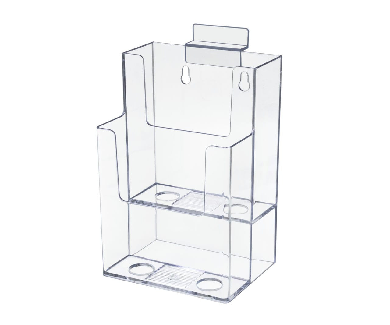 Slatwall 4"W Brochure Holder 2 Tier Rack Card Display
