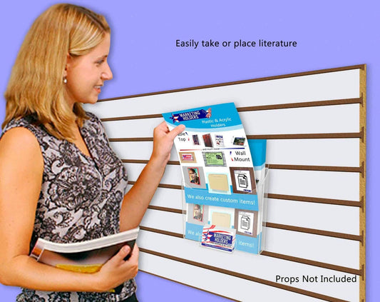 Slatwall 8.5"W Retail Flyer Display Rack with Card Pocket