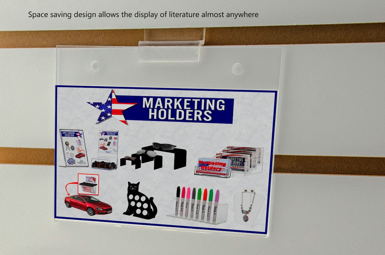 Five and a Half Inches Wide by Three and a Half Inches High Space saving design allows the display of literature almost anywhere