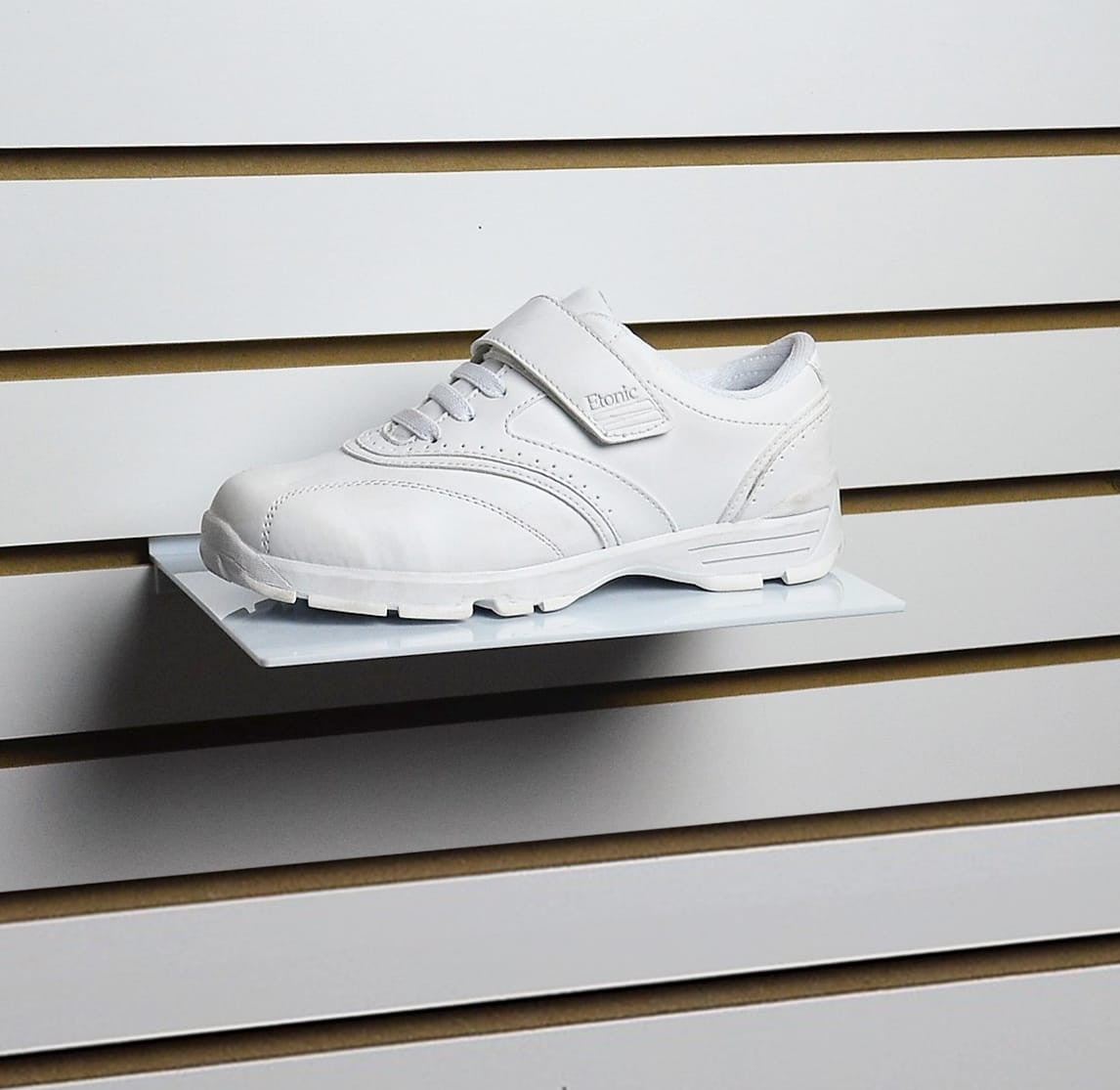 White Ten Inch Slatwall Shelf for Shoes