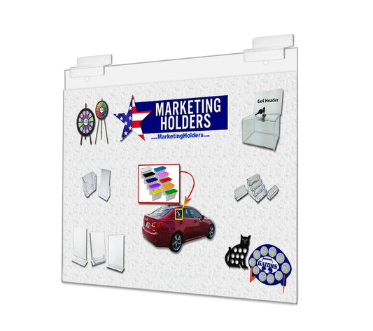 Fourteen Inches Wide by Eleven Inches High Sign Holder with Literature for Slat Board Walls