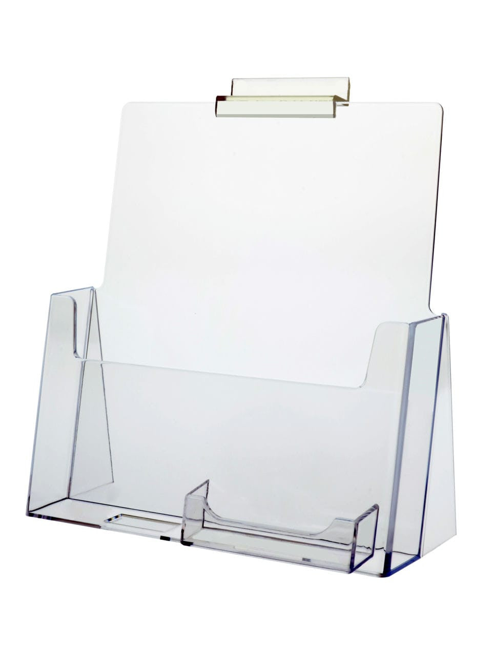 Nine inch wide Brochure Holder for Slatwall with Business Card Pocket