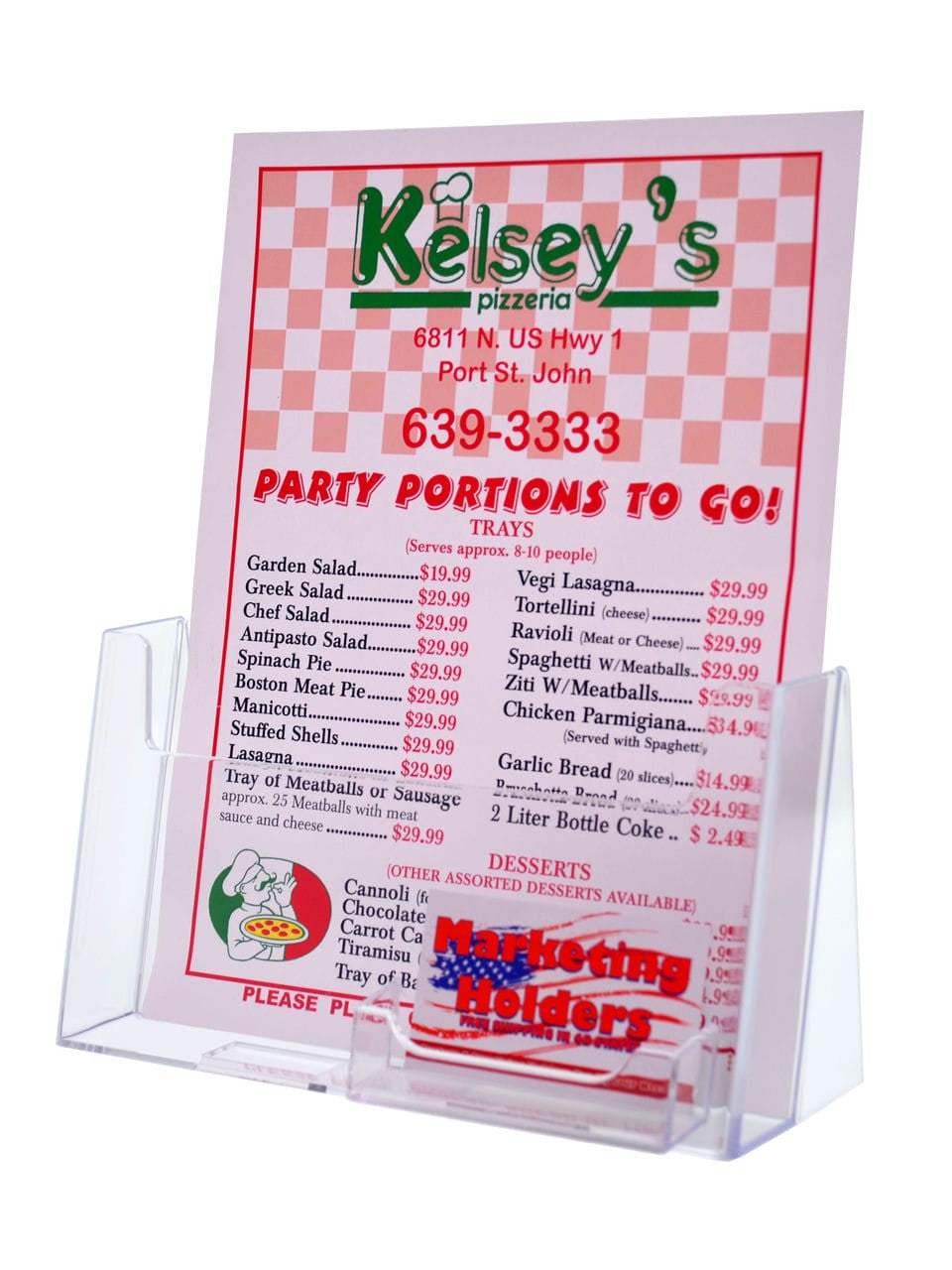 Brochure Holder with Literature with Business Card Slot Gift Card Pocket